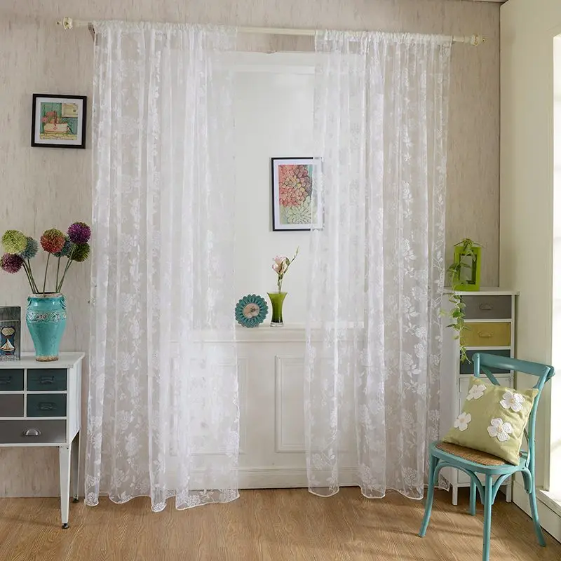 C white100x200cm Новинка, разные размеры, тюлевые занавески на окно для гостиной, спальни, кухни, современные оконные цветные занавески из вуали, новые - Цвет: C white100x200cm