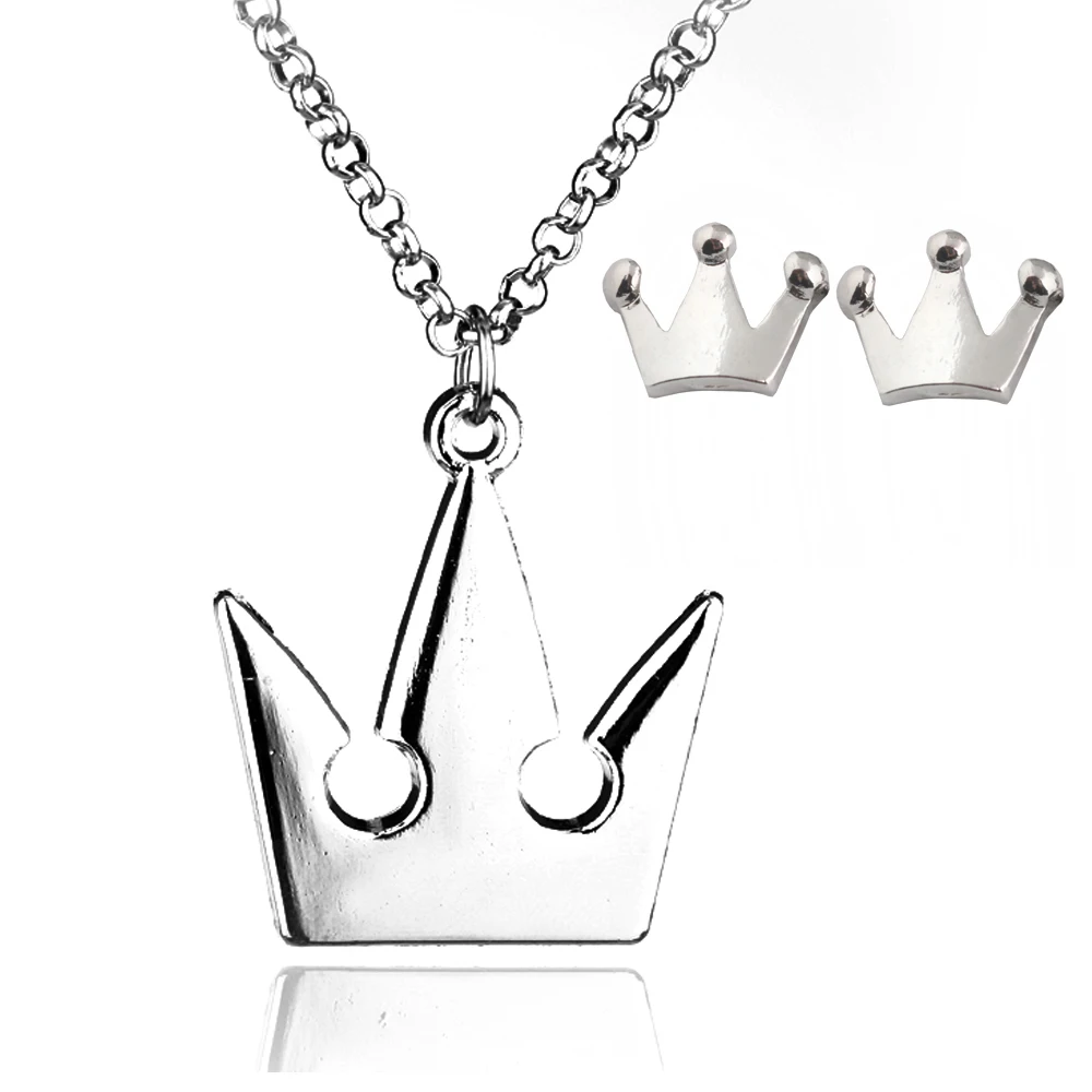 Посеребренное ожерелье Kingdom Hearts с подвеской в виде королевской короны оптовая