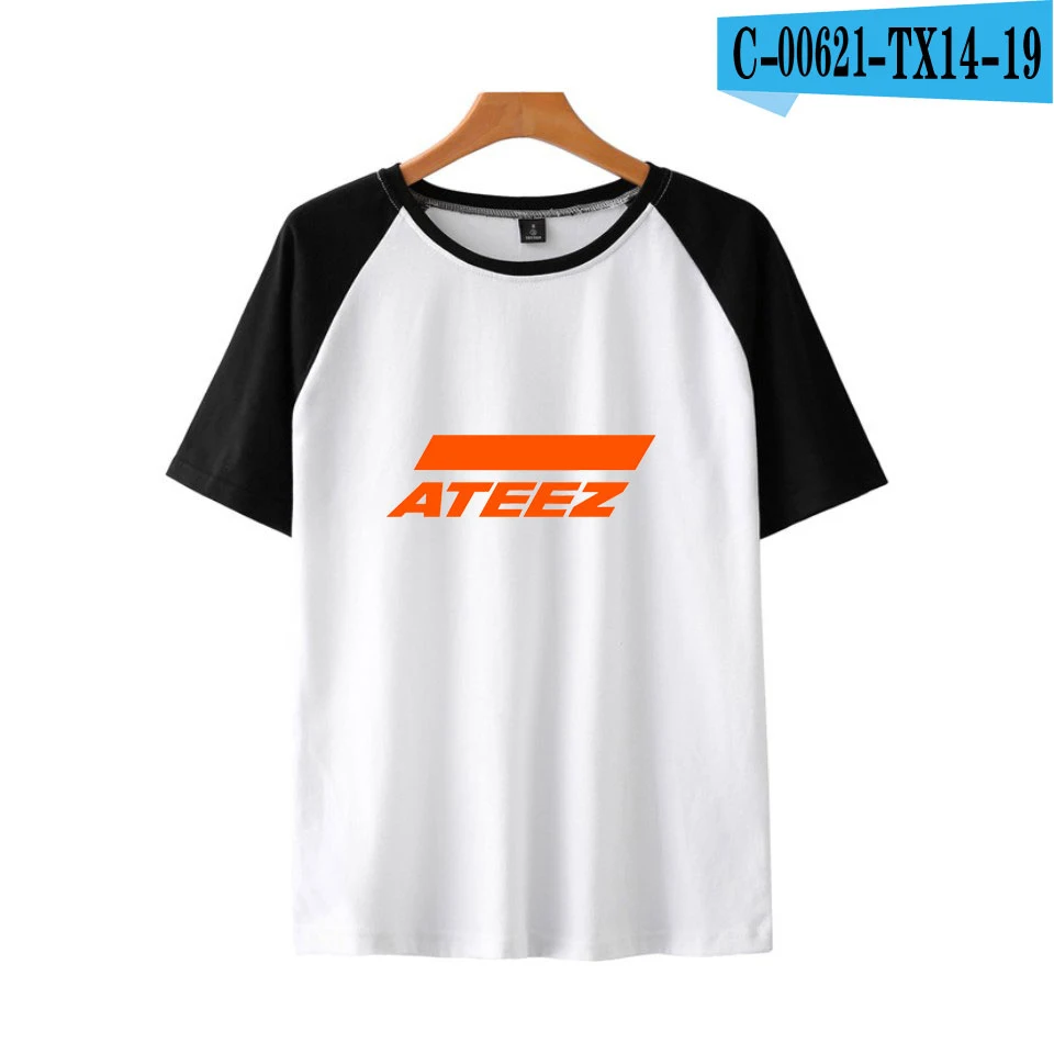 Новая футболка модная футболка с принтом ATEEZ Kpop Harajuku женская одежда горячая Распродажа футболки с коротким рукавом повседневные Большие размеры - Цвет: white
