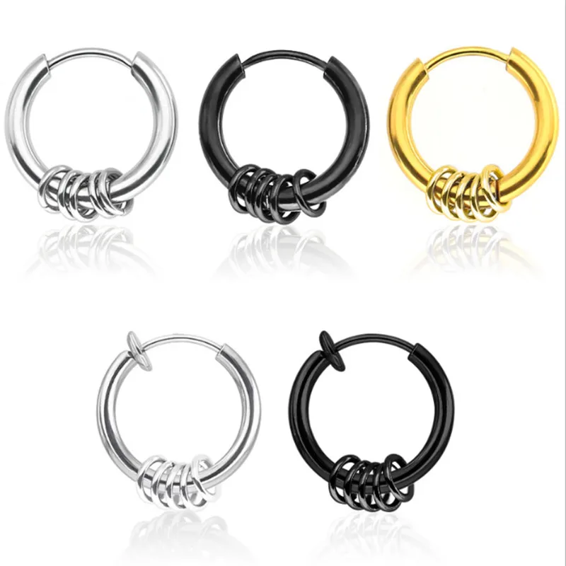 

New Fashion Style Round Punk High Quality Stud Earrings For Women Men Stainless Steel Circle Ear Clip Fashion Jewelry