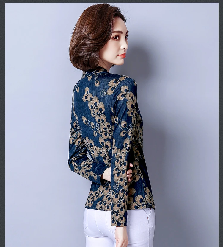 Женские блузки с v-образным вырезом, с длинным рукавом, с принтом,, винтажные, зимние, теплые, блузки, рубашки, женские, плюс размер, топы, плюс бархат, Blusas Femme