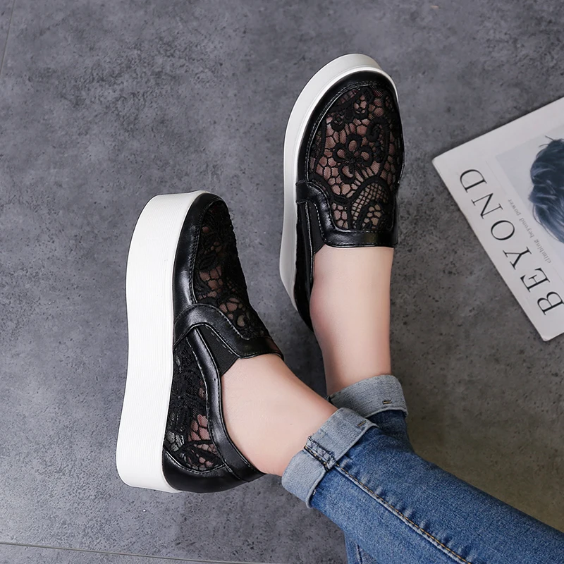 Женская повседневная обувь на шнуровке женская из дышащего сетчатого материала