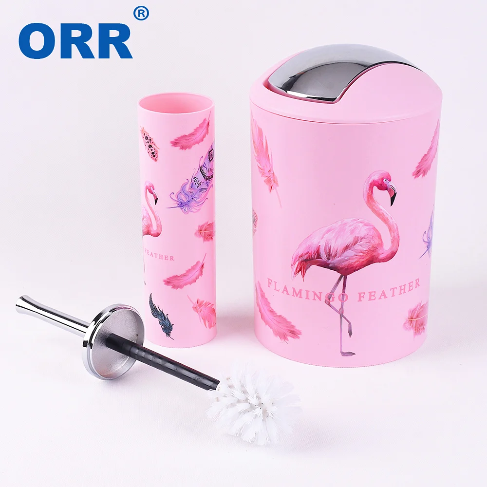 free shipping flamingo bthroom set accessroies toilet brush soap dish dustbin washing tumbler toothbrush cup soap dispenser orr free global shipping