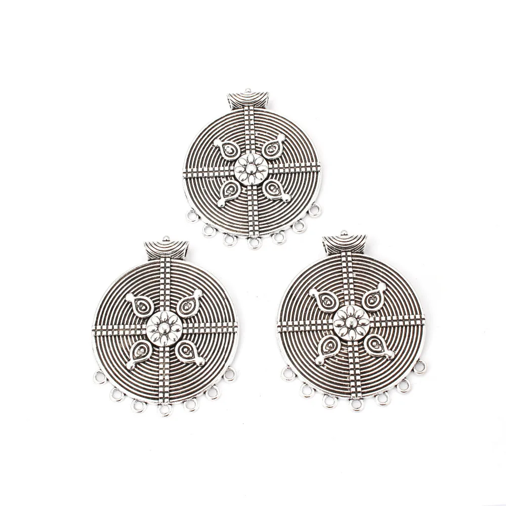 

3pcs Round Porous Connectors Charms Pendants Jewelry Necklace Making Findings 50x62mm