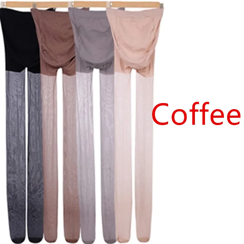 Coffee Летние Колготки для беременных женщин; Одежда для беременных мам с полной защитой; тонкие однотонные брюки больших размеров для беременных - Цвет: Coffee