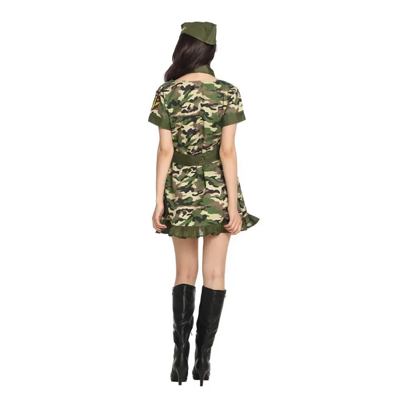Pretty Female Soldier Army Warrior Costume for Women Maiden Teen Girls Fantasia Halloween Purim Carnival Party Dress