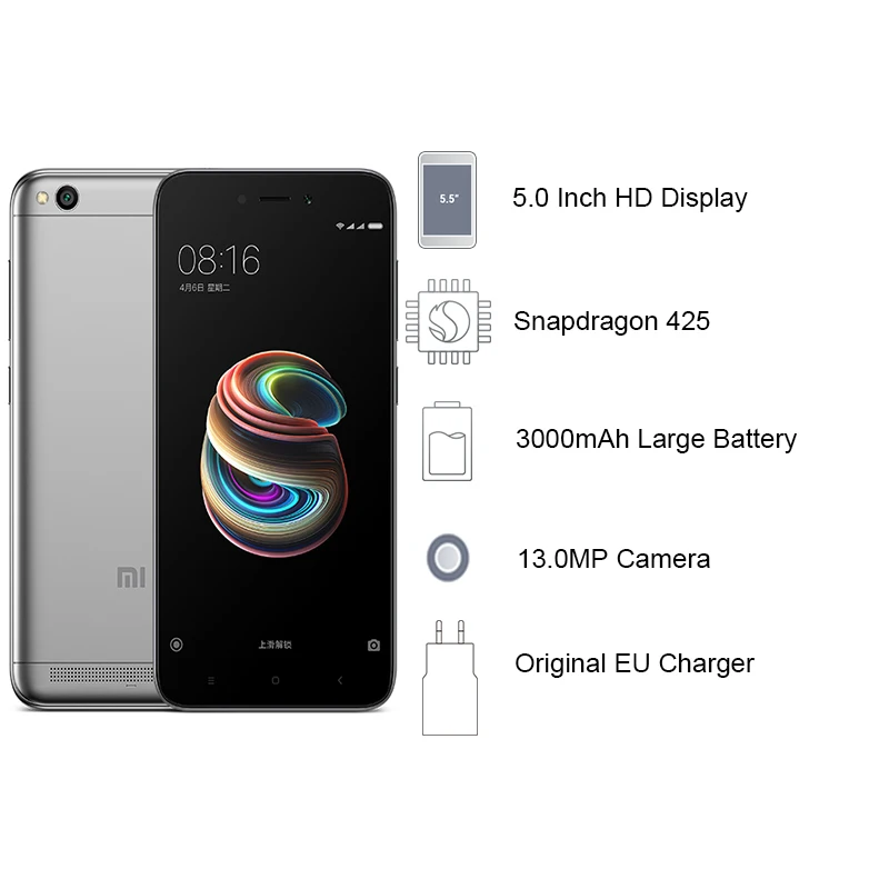 Глобальная версия Xiaomi Redmi 5A 5 мобильный телефон Snapdragon 425 4 ядра 2 GB 16 0 дюйма 13.0MP