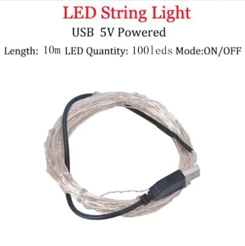 10m usb string light Светодиодный светильник для фейерверков, светильник на батарейках, удаленная Декоративная гирлянда, светодиодный Сказочный светильник, гирлянда для патио, Рождественская Праздничная лампа - Испускаемый цвет: 10m usb string light