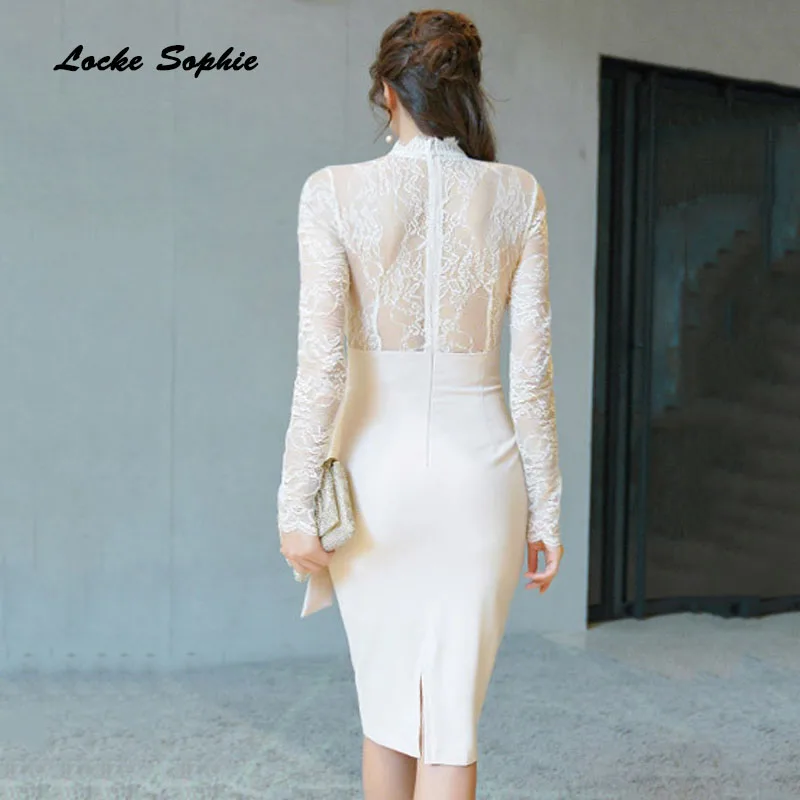 Женское платье с высокой талией облегающее офисное большого размера из