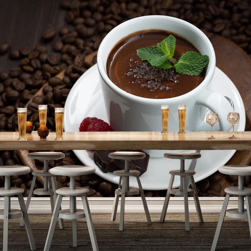 Современные обои кофейные зерна и горячее какао фрески для кафе ресторана