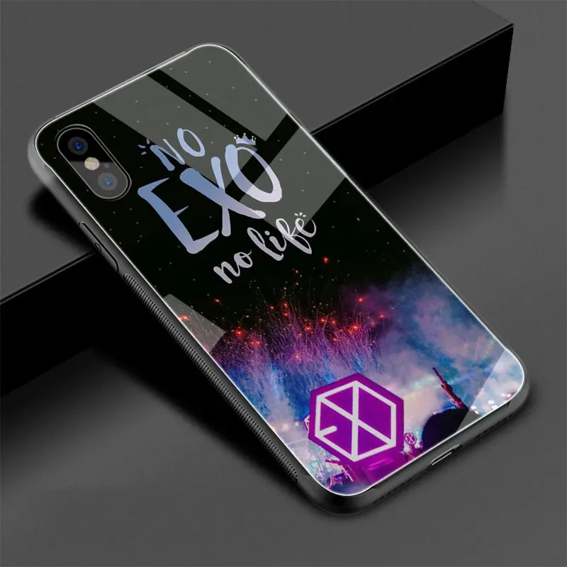 EXO band k-pop kpop закаленное стекло чехол для телефона iPhone 11 Pro 6 6S Plus 7 8 Plus X XS XR XS Max