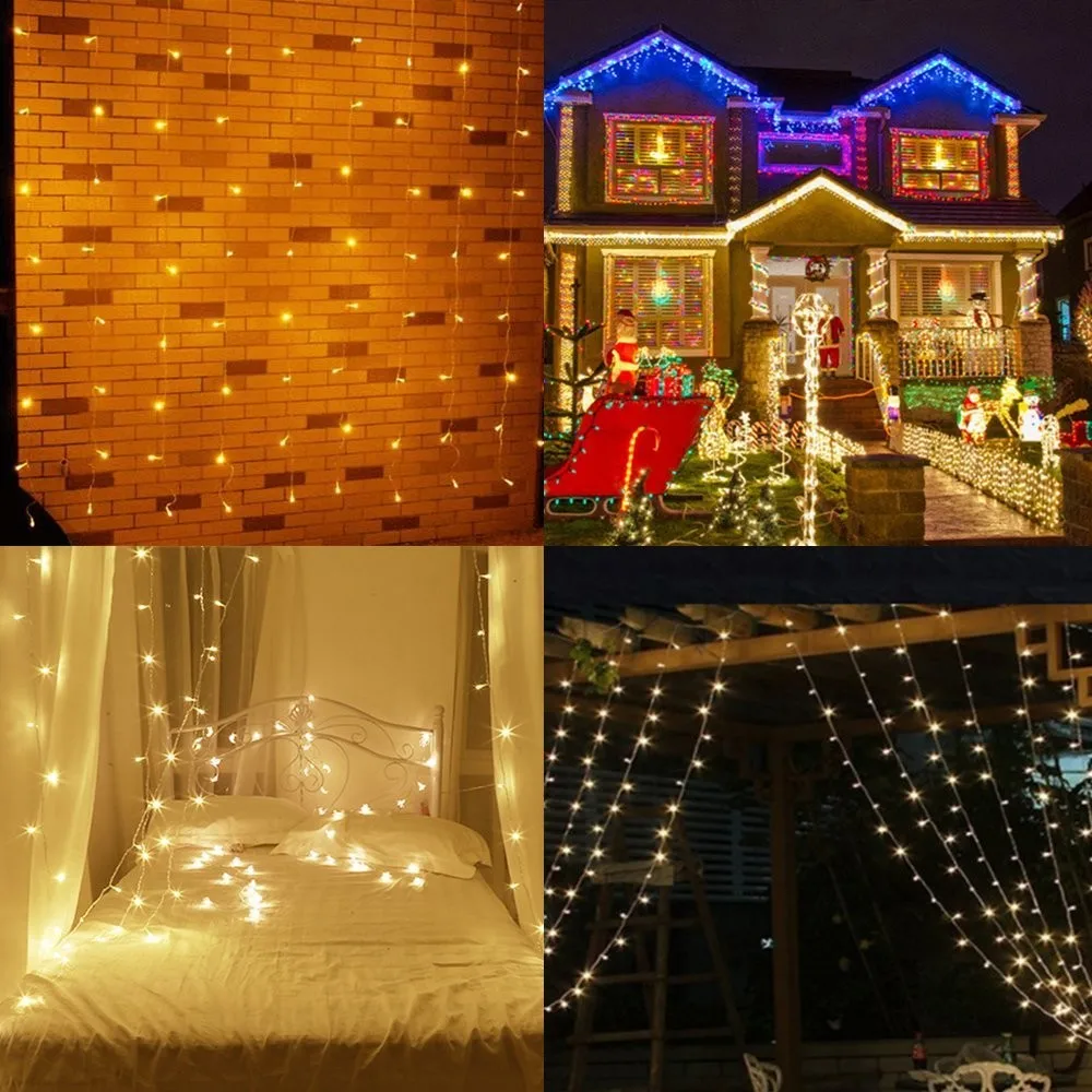 Holiday 300 LED Window Curtain String Light Wedding Party Home Garden Bedroom Outdoor Indoor Wall Decorations Christmas Lights |