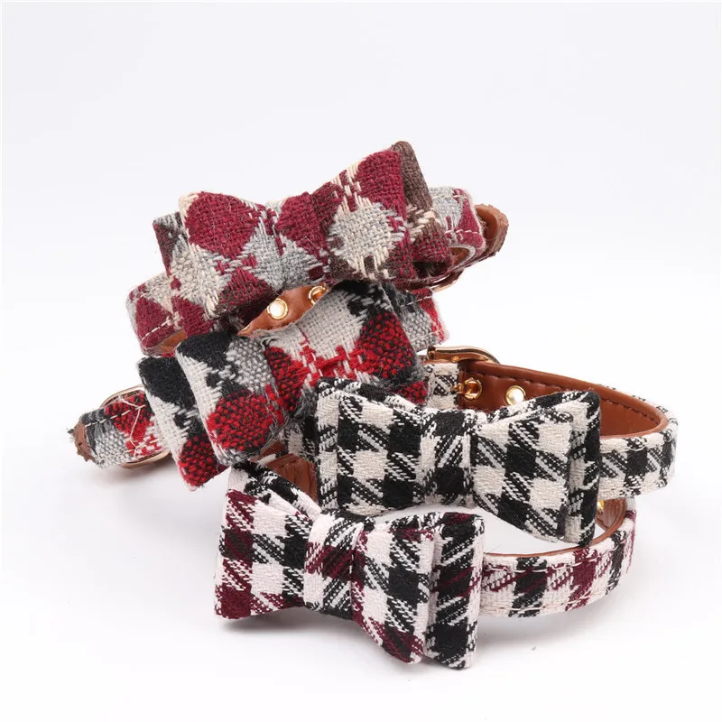 Модный Регулируемый ошейник для собак милый галстук бабочка с колокольчиком