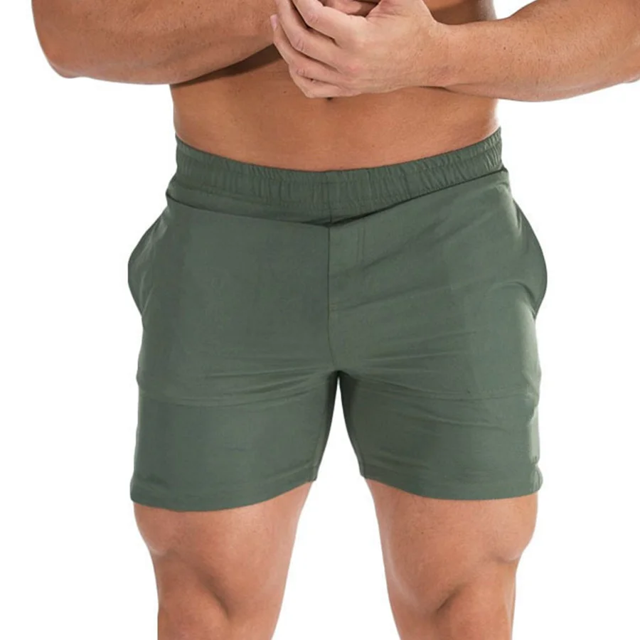 

Summer Men Bodybuilding Skinny Shorts Gyms Fitness Workout Sportswear Bottoms Man Crossfit Short Pants Casual Solid Beach Shorts