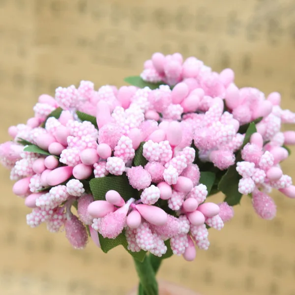 Pink 12 шт. ручной работы Искусственные цветы тычинки сахар Свадебная вечеринка украшения DIY ВЕНОК Подарочная коробка Скрапбукинг дешевые искусственные цветы - Цвет: Pink