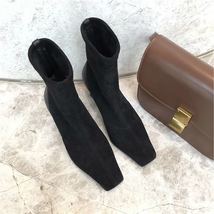 Vangull Women Boots hot Woman Genuine Leather cow leather Europe and the United States British short boots square t fashion | Обувь