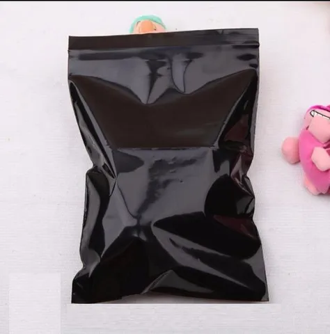100 шт./лот большой черный пластиковый пакет, утолщенный упаковочный пакет для еды на молнии, подарочные пакеты
