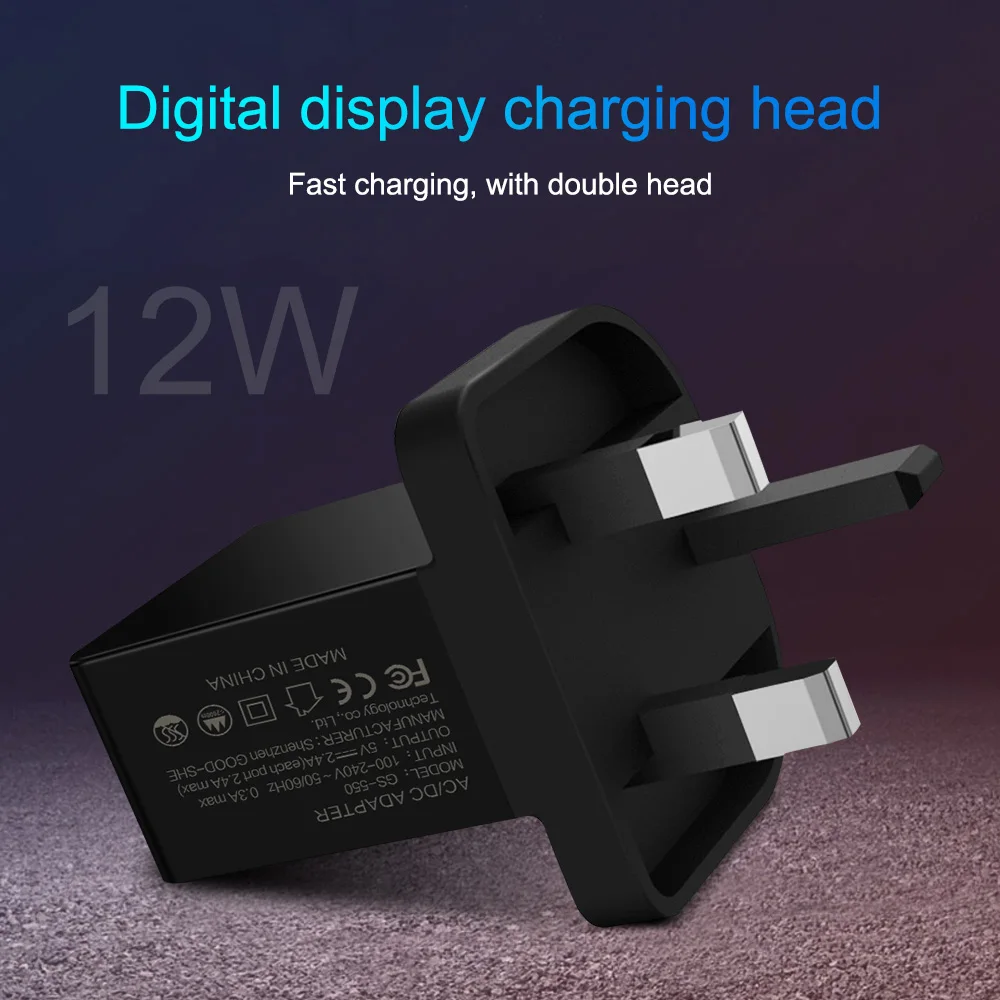 Штепсельная Вилка Ascromy 12 Вт с двумя usb-портами европейская вилка стандарта ЕС США