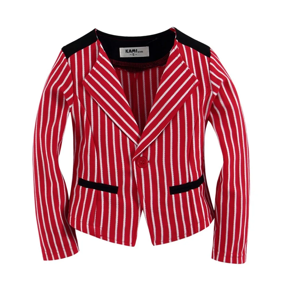 Куртка для маленьких девочек Трикотажная хлопковая одежда в красную полоску 100%