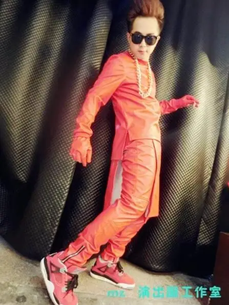 Мужские кожаные брюки Bigbang Ds в байкерском стиле большие размеры для ночных клубов