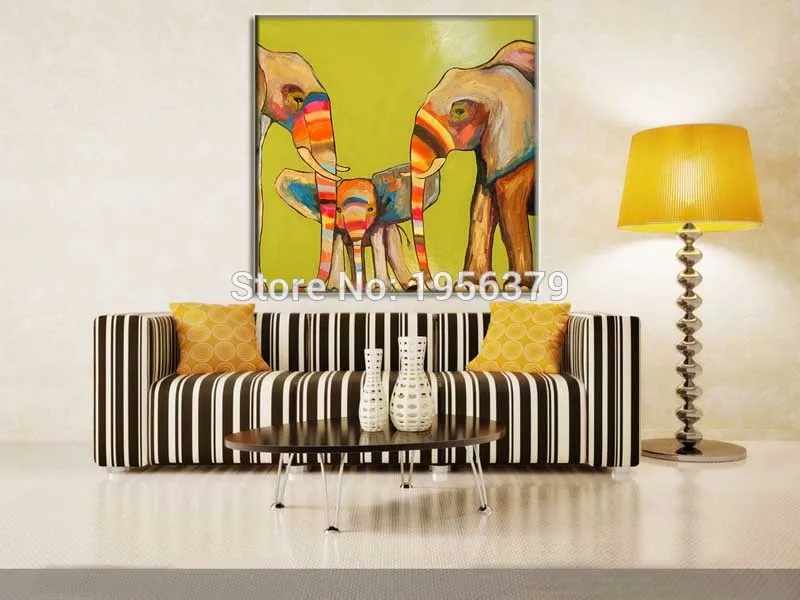 Современная Настенная картина ручной работы с абстрактными животными слоном