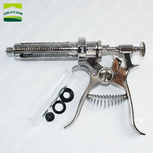 Silver 10/20/30/50 мл revolver непрерывного шприц из нержавеющей стали ветеринарные шприцы для домашних животных автоматический свинья корова, курица металла птица - Цвет: Silver