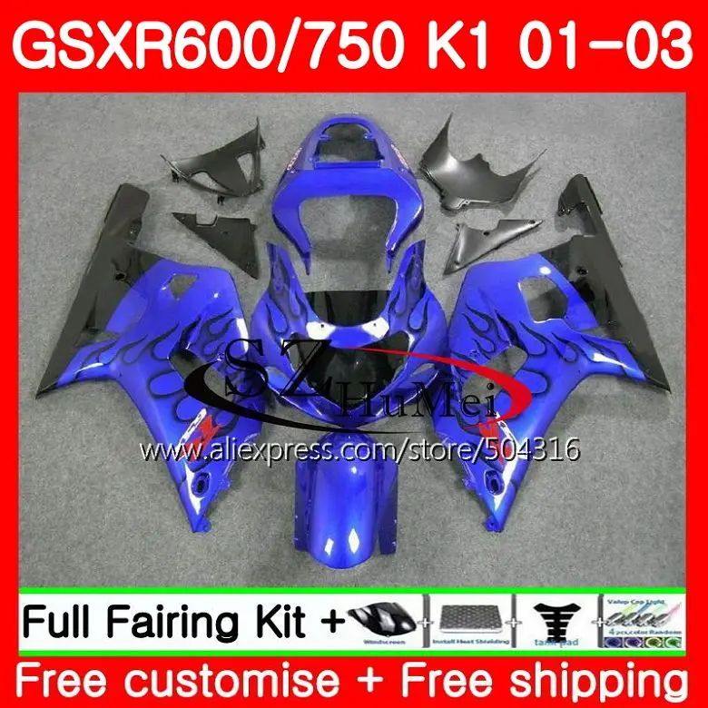 

Body For SUZUKI GSX-R600 GSXR 600 GSXR 750 01 03 GSX-R750 29SH17 Black flames K1 GSXR750 01 02 03 GSXR600 2001 2002 2003 Fairing