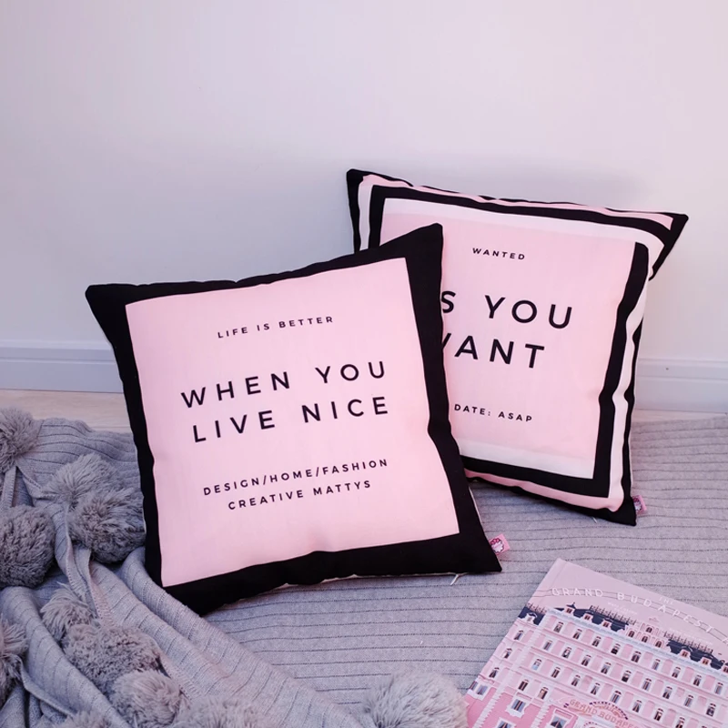 Mattys The original heart of Girl Pink ins English CHIC style cotton cushion pillow core creative gift | Дом и сад