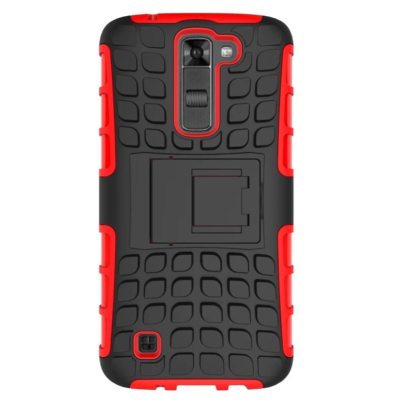 Silicon + Plastic 2 in 1 Dual Layer Shockproof Stand Phone Protection Case Cover For LG K7 | Mobile Cases &amp Covers