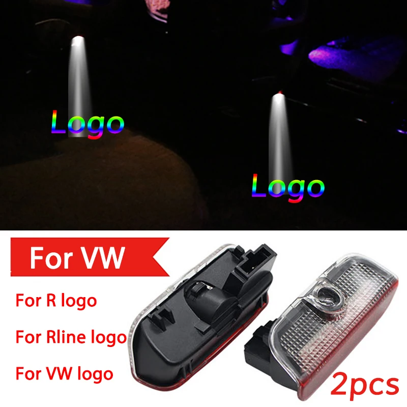 2X Led R Rline логотип свет для Фольксваген Passat b6 b7 CC Golf 5 6 7 Jetta MK5 MK6 MK7 Touareg GTI