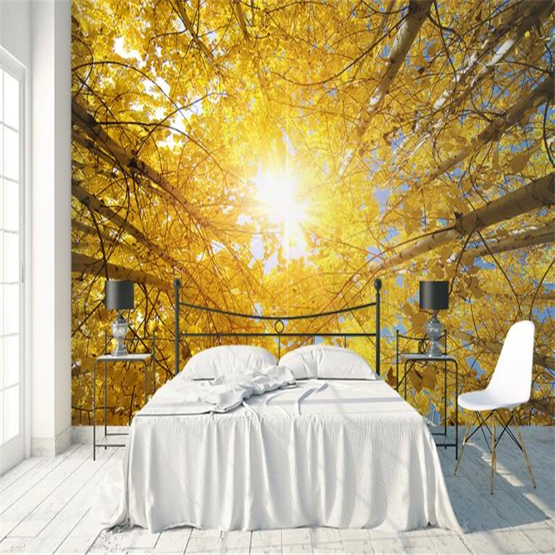 3d фотообои солнце золотой желтый лес пейзаж фон Настенные обои для стен 3 d|Обои| |