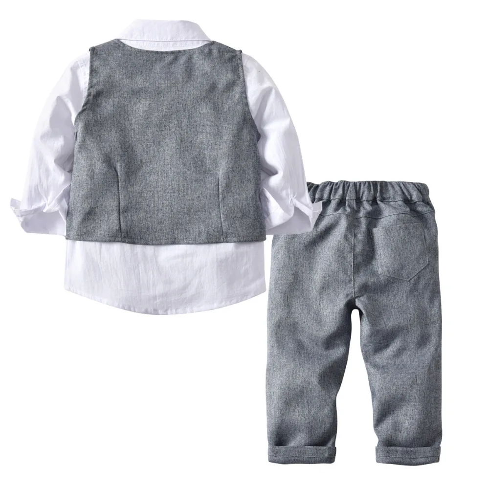 Комплекты одежды для мальчиков Kinderen Jongens Kleding однотонные рубашки + штаны жилет