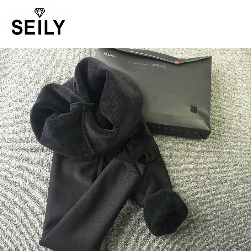 Женские кашемировые колготки Seily теплые бархатные с высокой талией 500 г черные