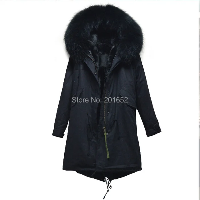 Парка женская меховая пальто болотного цвета с подкладкой из натурального меха