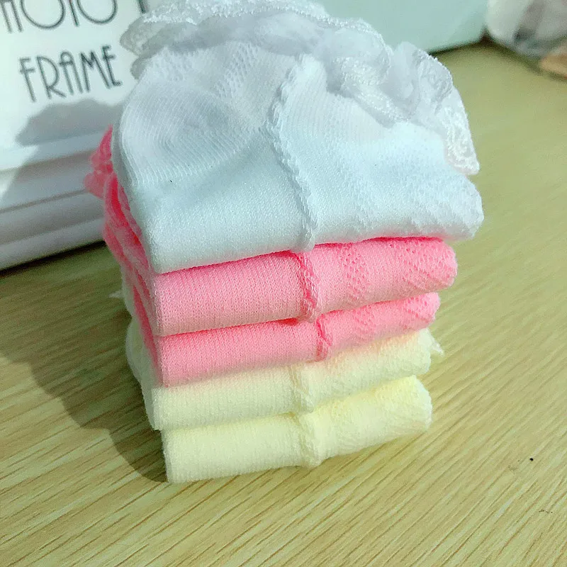 Calcetines de malla de encaje de algod&oacute;n para ni&ntilde;os, medias cortas de tobillo, transpirables, color blanco, rosa, amarillo-4