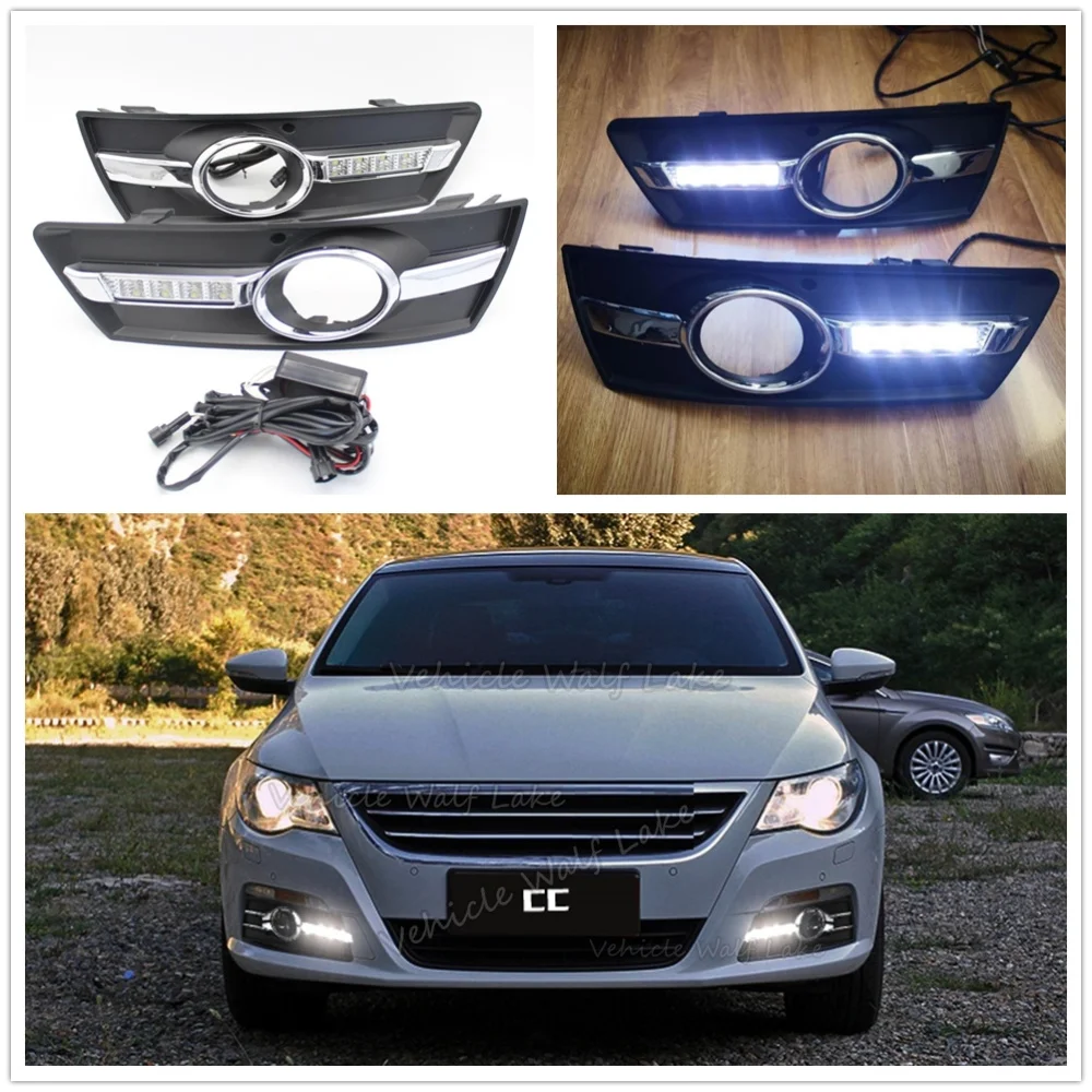 2 шт. Автомобильный светодиодный DRL для VW Passat CC 2008 2009 2010 2011 Автомобильный Стайлинг светодиодный DRL дневные ходовые огни с проводом жгута