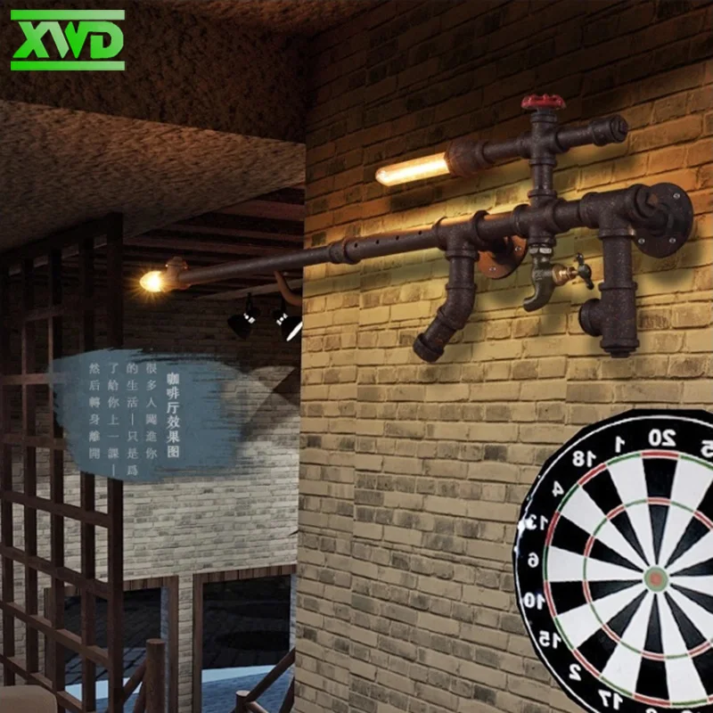 Американские водопроводные трубы форма пистолета настенная лампа E27 держатель