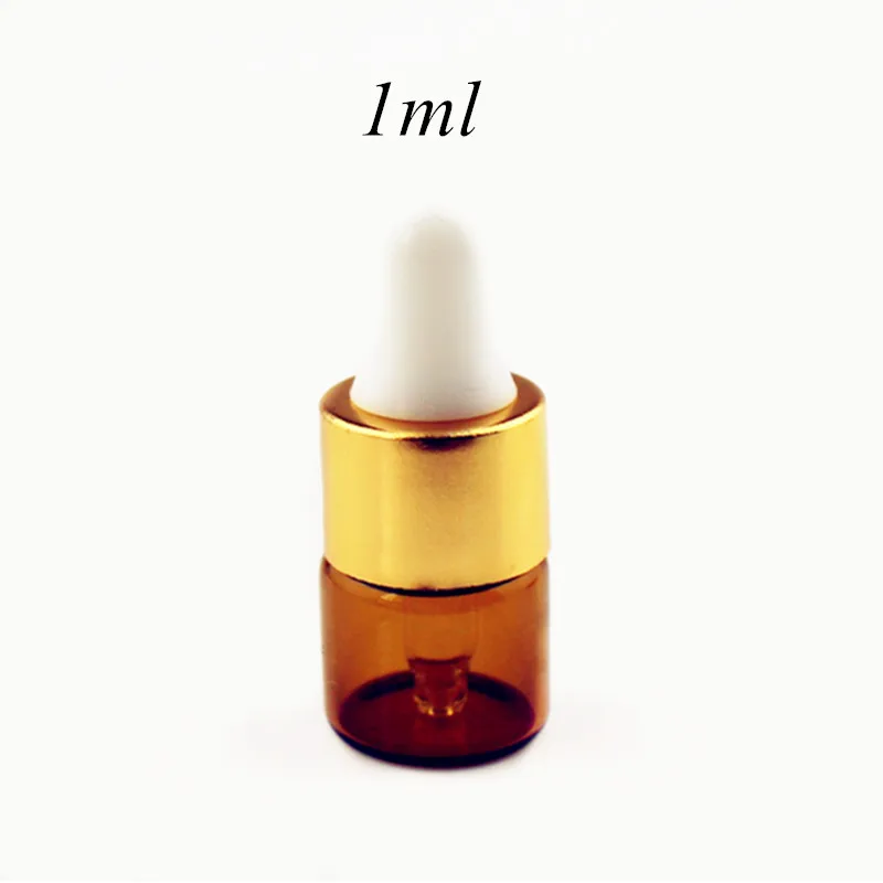 1ml gold white 10 шт./лот 1 мл 2 мл 3 мл 5 мл янтарная стеклянная бутылка-капельница пустые бутылки для эфирного масла капельница Многоразовые прозрачные стеклянные флаконы - Цвет: 1ml gold white