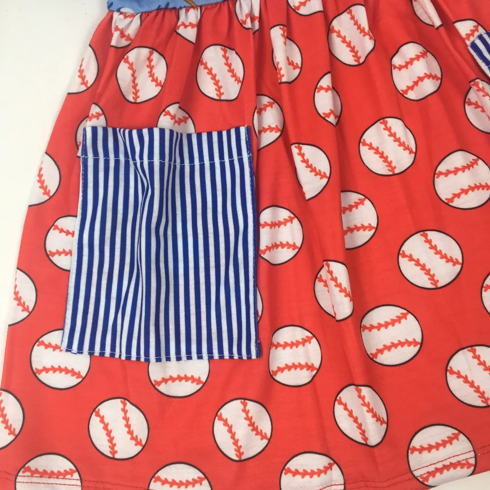 Puresun Free Shipping Baby Girls Dress Football Season Design Factory Direct Sale Baseball Pattern Children Boutique | Детская одежда и