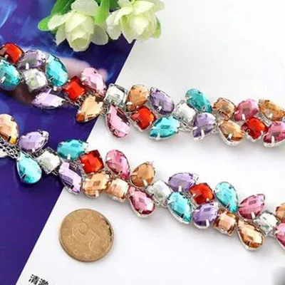 1 ярд модные стразы из смолы отделка костюм аппликация Хрустальная цепочка