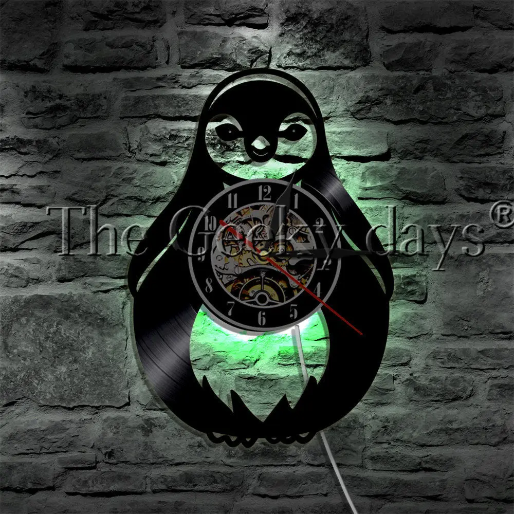 Креативные милые детские виниловые настенные часы с изображением пингвина