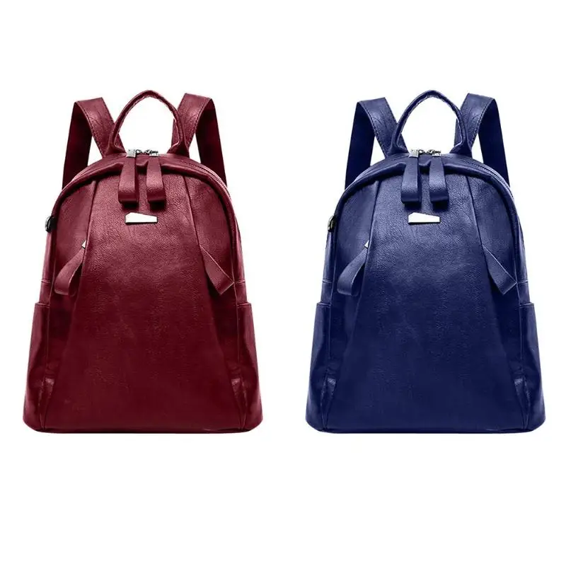 Женские однотонные рюкзаки из искусственной кожи; Mochila Escolar; школьные сумки на молнии для подростков; Подростковая дорожная Повседневная сумка на плечо; рюкзак