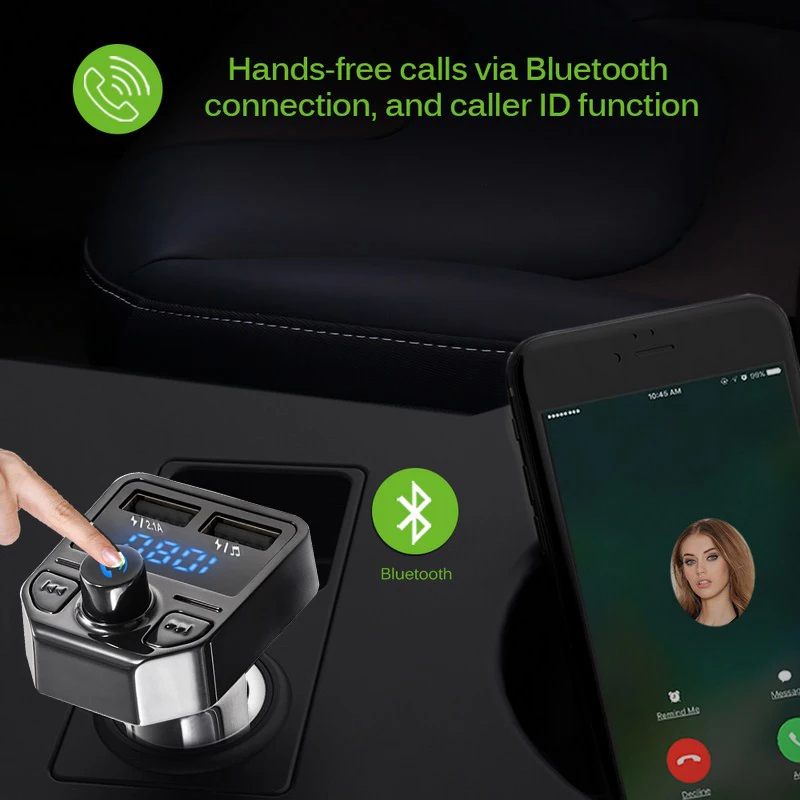 Двойной USB Автомобильное зарядное устройство вольтметр Bluetooth FM передатчик