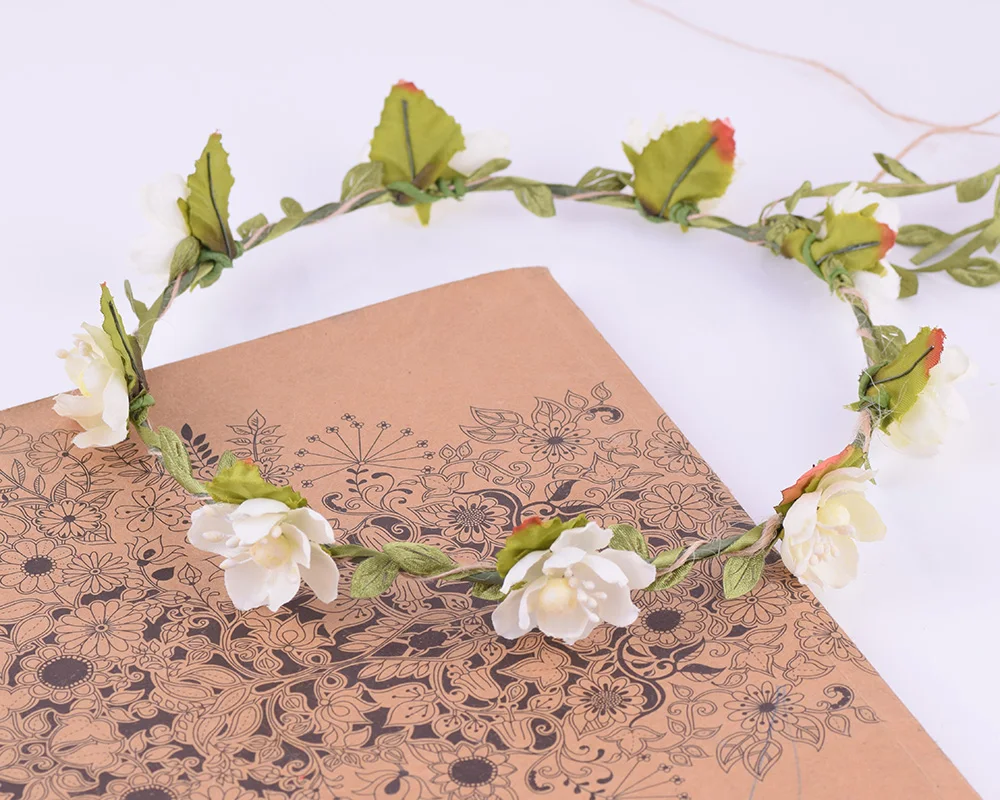 CXADDITIONS льняная Роза красный лесной венок для волос Свадебная Цветочная корона