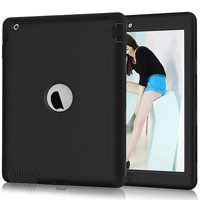 IPad 2 Чехол iPad 3 Чехол iPad 4 двухслойный чехол защитный чехол для 9," iPad 2/3rd/4-го поколения-красный/черный - Цвет: Синий