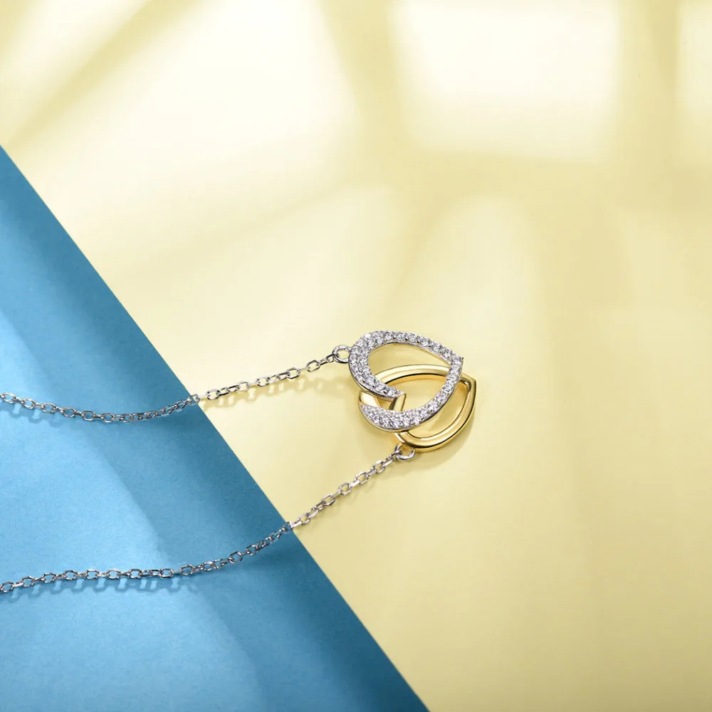 Ожерелье с подвеской в виде сердца из серебра 925 пробы фианитом B6023|necklace heart