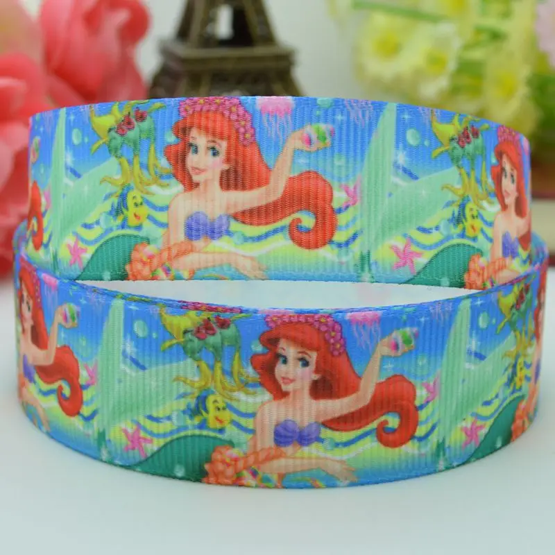 DUWES 7/8&quot 22mm 2 5 10 20 50 Yards Ariel princess Printed grosgrain ribbon hair bow DIY handmade Retail | Детская одежда и