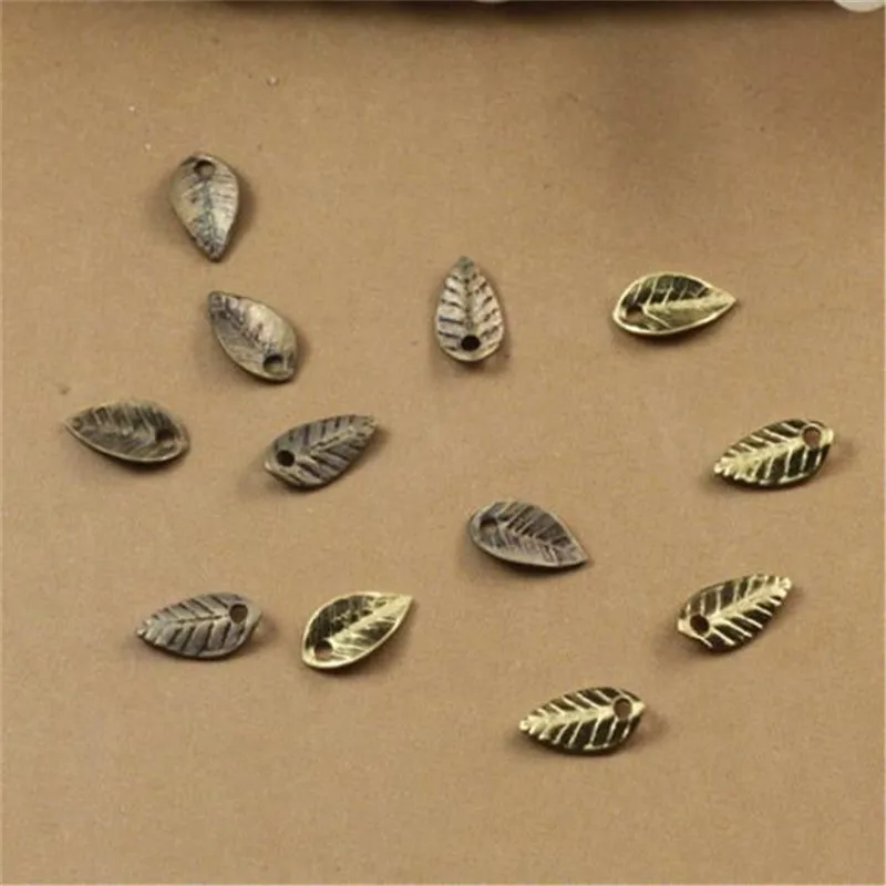 100pcs 4x7mm Antique Bronze/Rhodium/Silver Plated Small Leaf Charms Jewelry Charm DIY Necklace Bracelet Earrings Findings