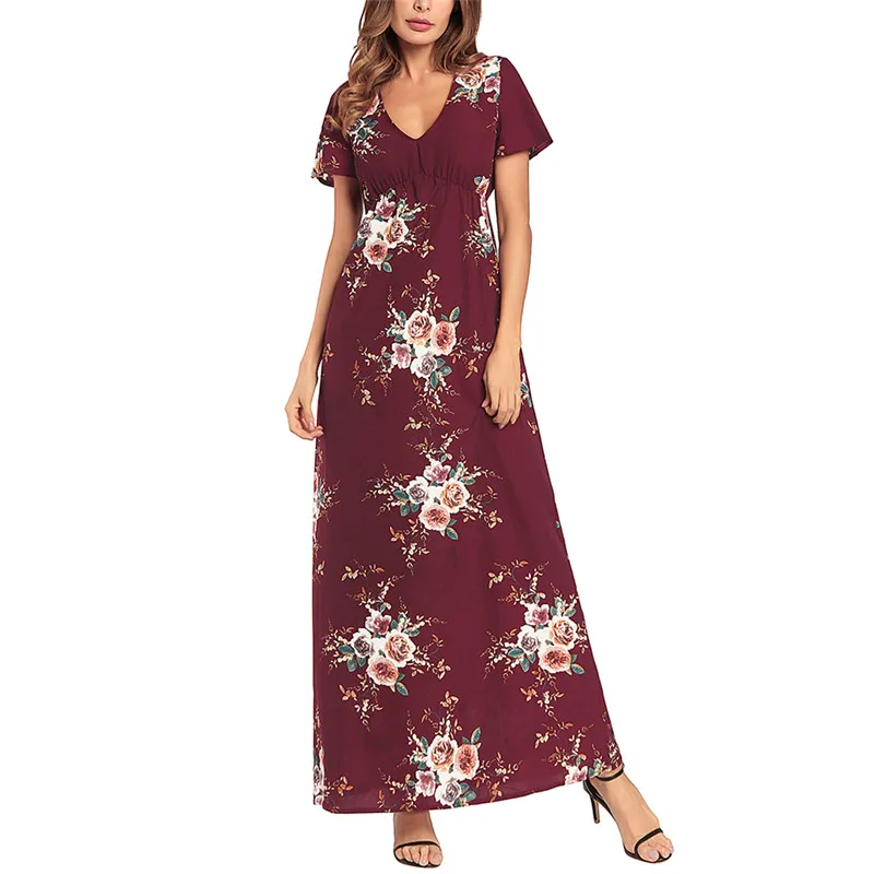 Новый летний линии глубоким v образным вырезом Для женщин Повседневное Роза