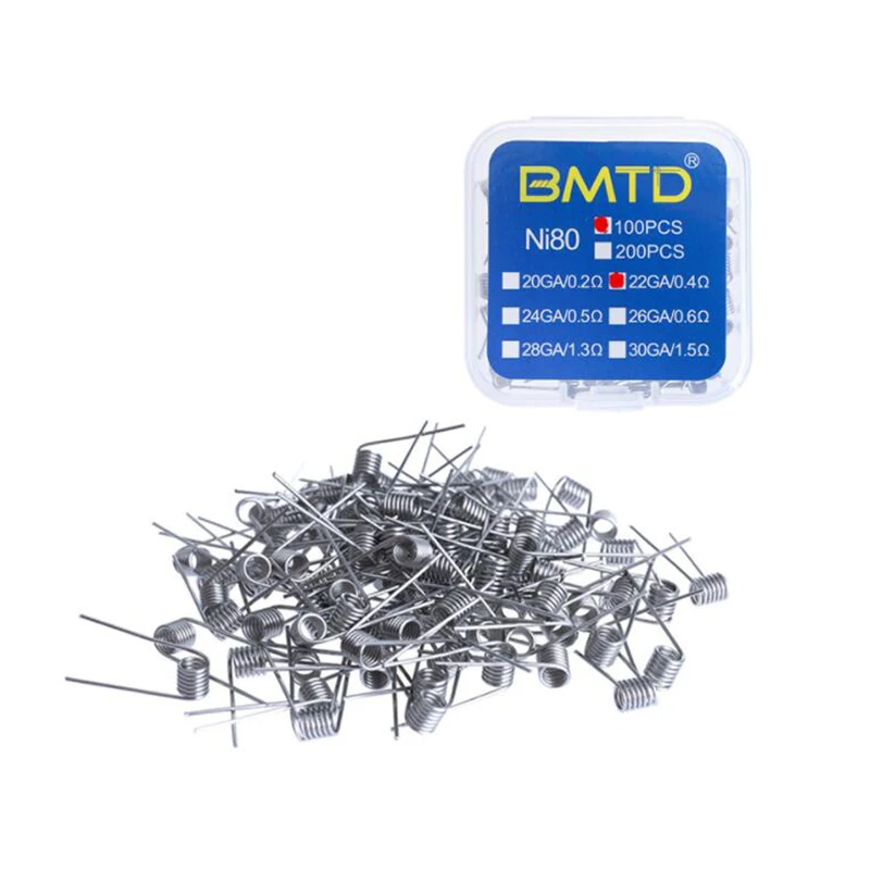 

BMTD 100Pcs NI80 Prebuilt Coils RDA Atomizer Wick Wire Electronic Cigarette Coil Premade Coil Pre Coiled Resistance Heatin